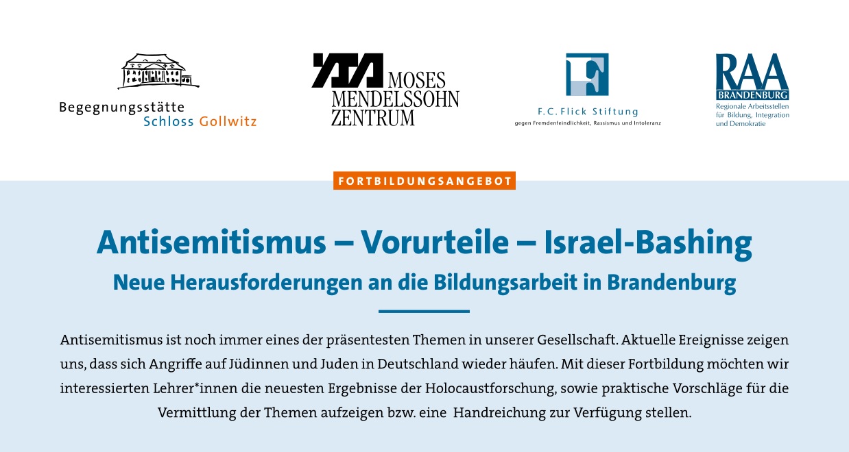 Fortbildung: Antisemitismus – Vorurteile – Israel-Bashing – Neue Herausforderungen an die Bildungsarbeit in Brandenburg